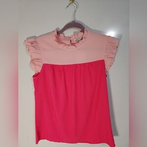 Pink Ruffle Sleeve Blouse, Size Small